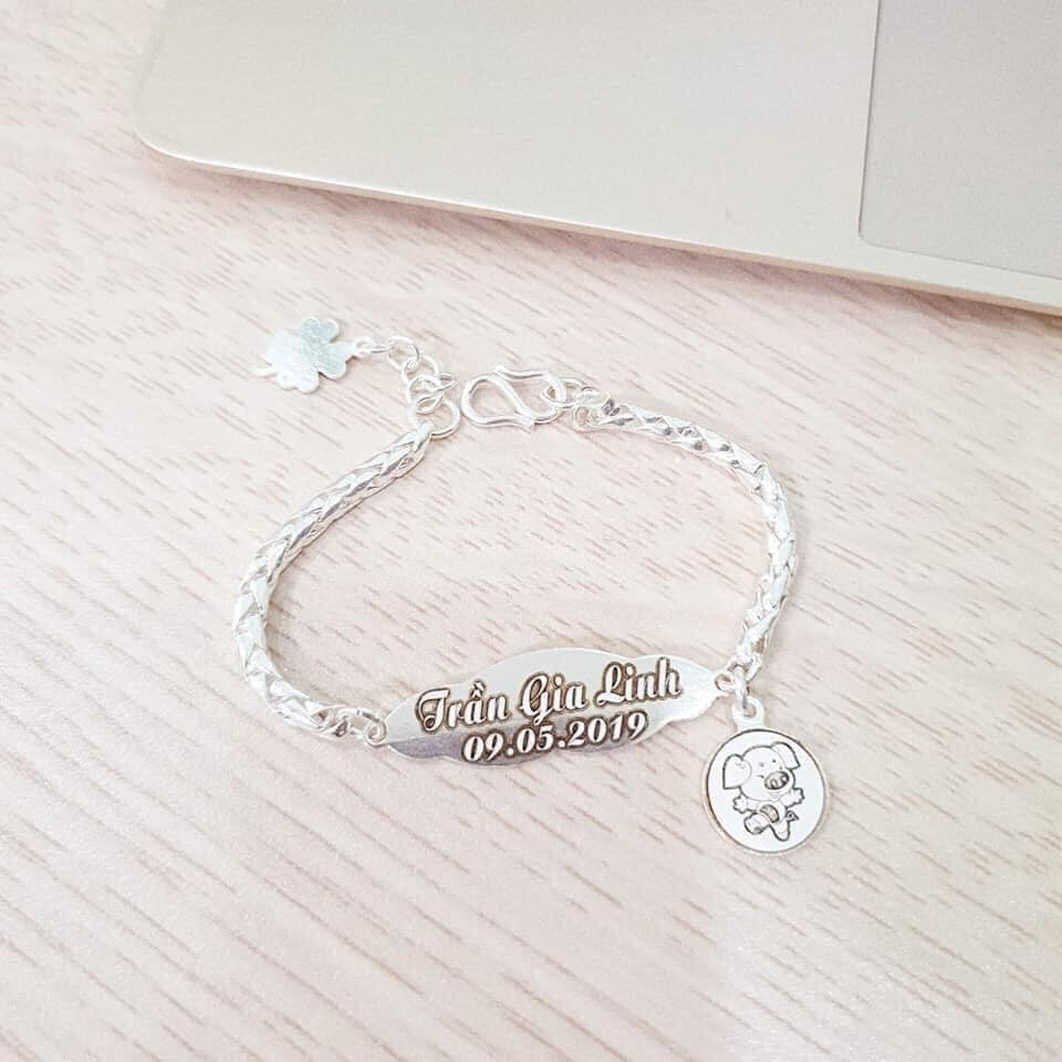 Lắc tay trẻ em , miễn phí khắc tên , hàng dày dặn , sáng đẹp - TÂN BẠC STORE