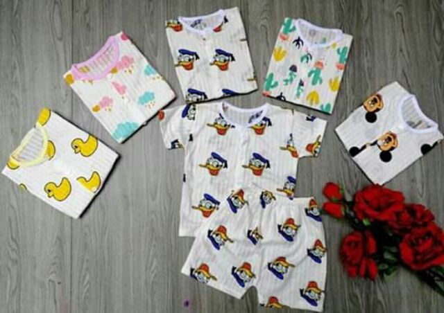 Combo 8 bộ cotton giấy bé trai bé gái