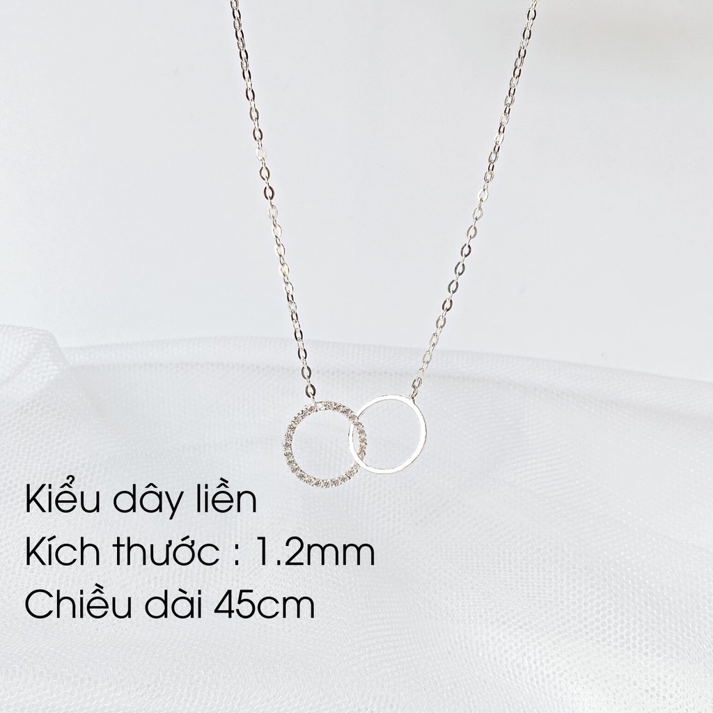 Dây chuyền bạc nữ ATJ9068 Double Circle Necklace 2 vòng tròn đính đá ANTA Jewelry