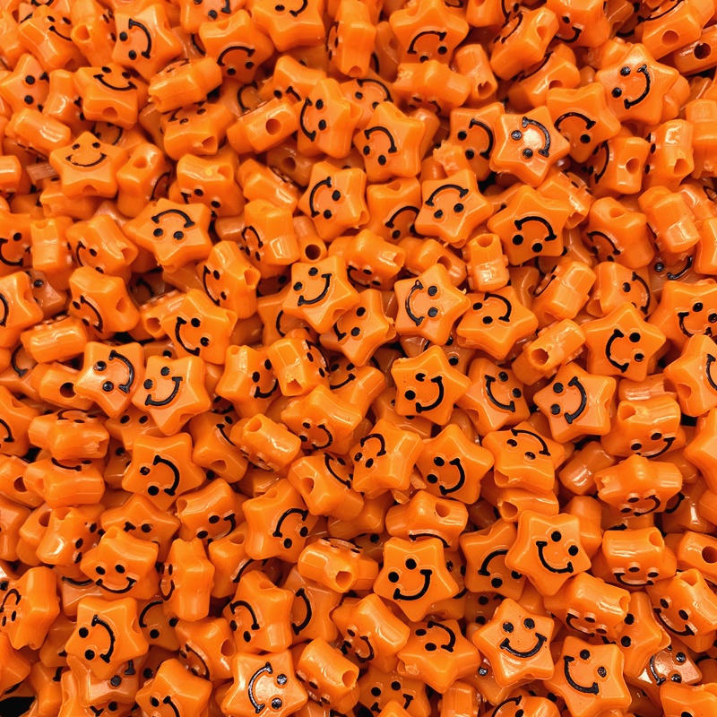 Bộ 50 Hạt Nhựa 12mm Hình Ngôi Sao Mặt Cười Dùng Làm Trang Sức