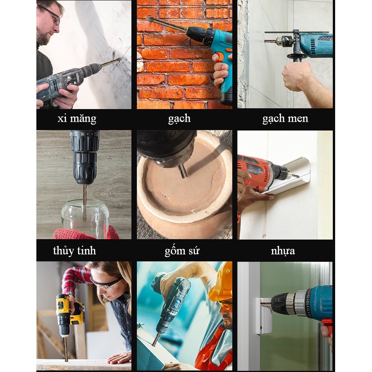 SV Mũi khoan đa năng 4 lưỡi sắc bén 3-16mm chuôi lục giác loại tốt