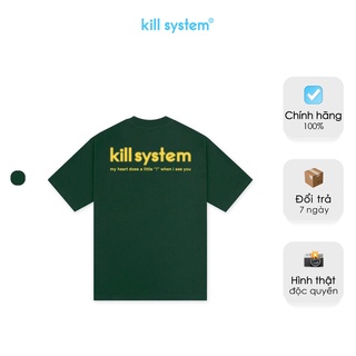 Áo thun màu rêu Kill System cổ tròn 6PM nam nữ, chất vải thun co giãn tốt, dày dặn, phong cách unisex
