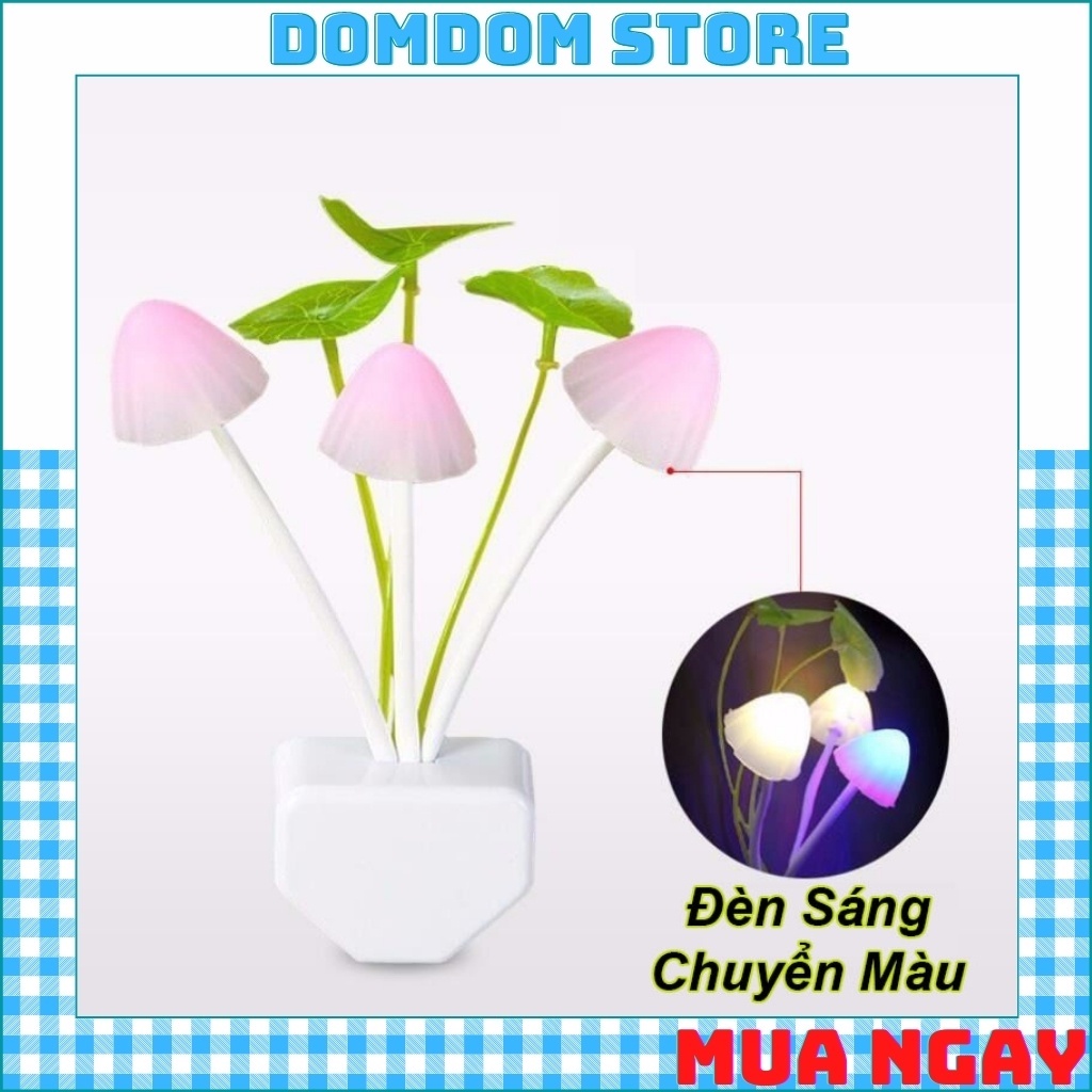 Đèn ngủ hình nấm dễ thương cảm biến ánh sáng tự động chuyển màu  - Domdom Store