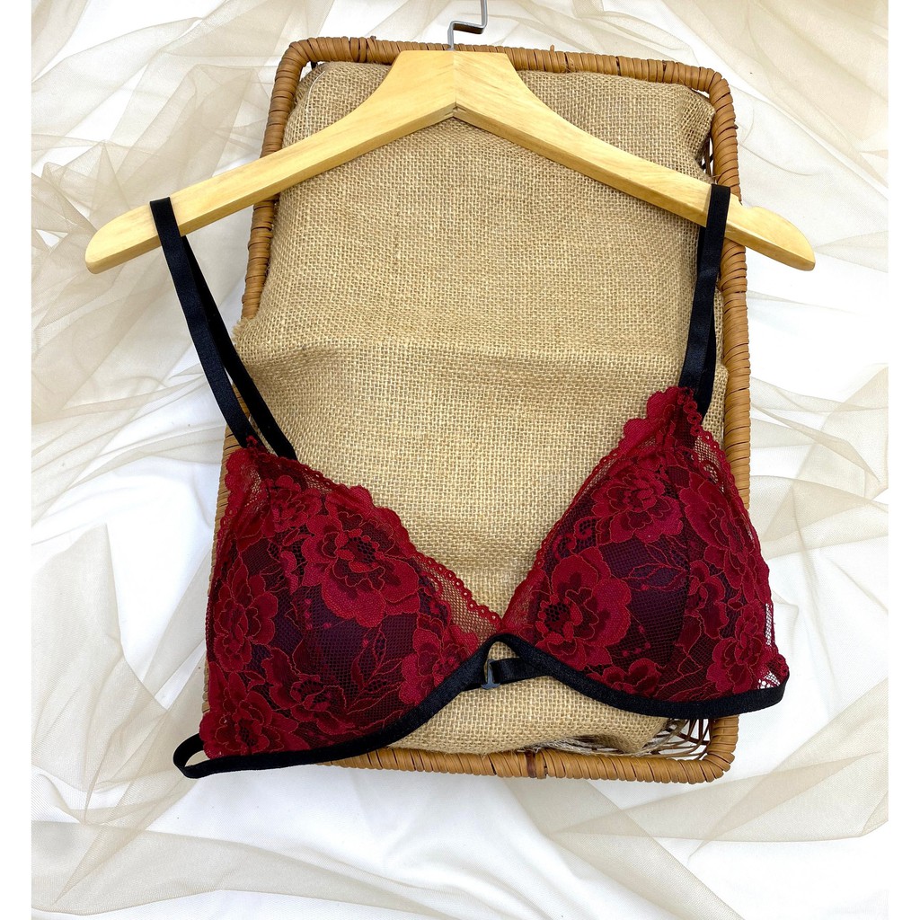 👙 Bra thiết kế 👙 Bộ đồ lót ren Bralette đùi màu đỏ hoạc tiết có mút mỏng, cực quyến rũ, hình thật shop tự chụp