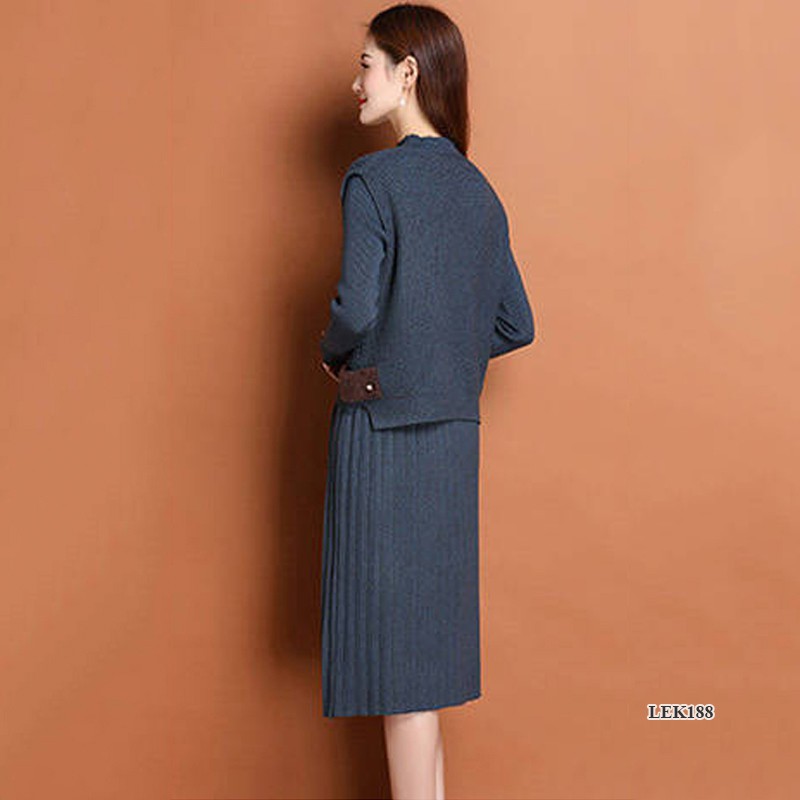 Bộ áo gile và váy len nữ, set len 2 món rời siêu đẹp kiểu Hàn Quốc thanh lịch, tôn dáng, ấm áp đi làm, đi chơ LEK188