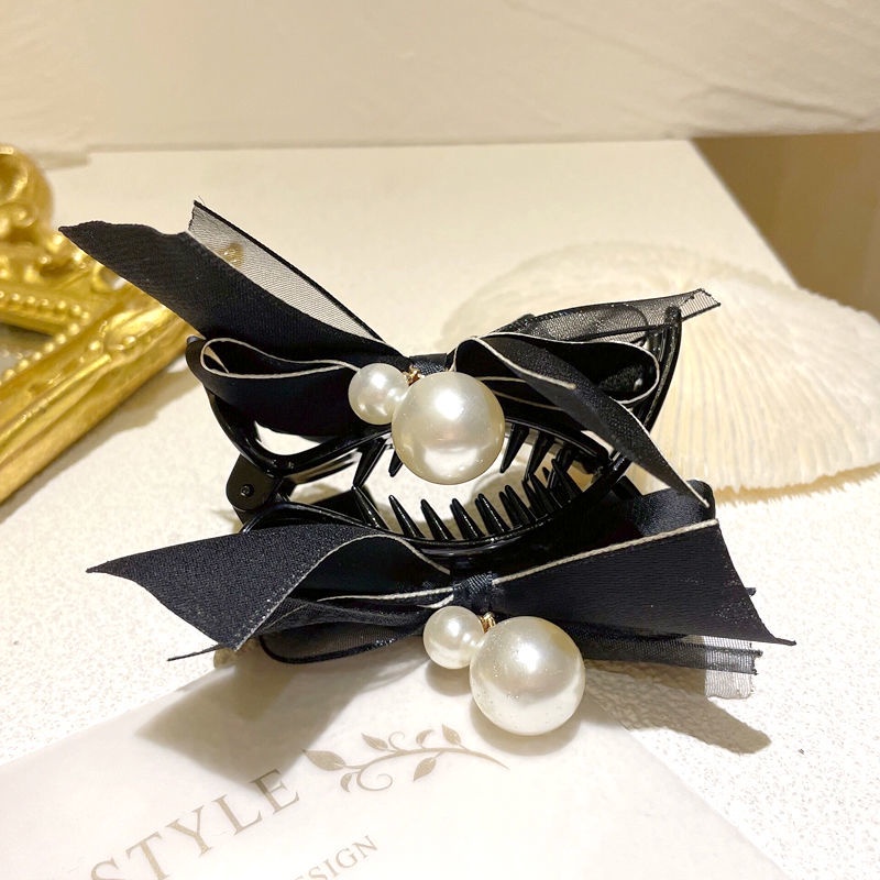 Kẹp Tóc Hình Nơ Màu Trắng Đen Cỡ Lớn Thời Trang Mùa Hè Xinh Xắn Cho Nữ