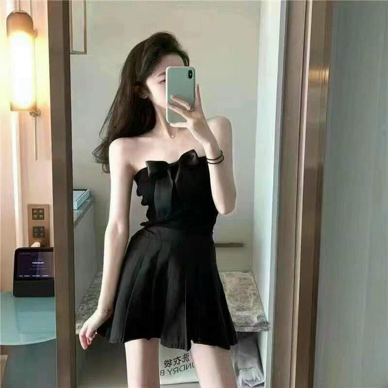 ❤ Áo bra cúp ngực đính nơ ❤ M842_Áo Bra cúp ngực đính nơ trắng đen ✅