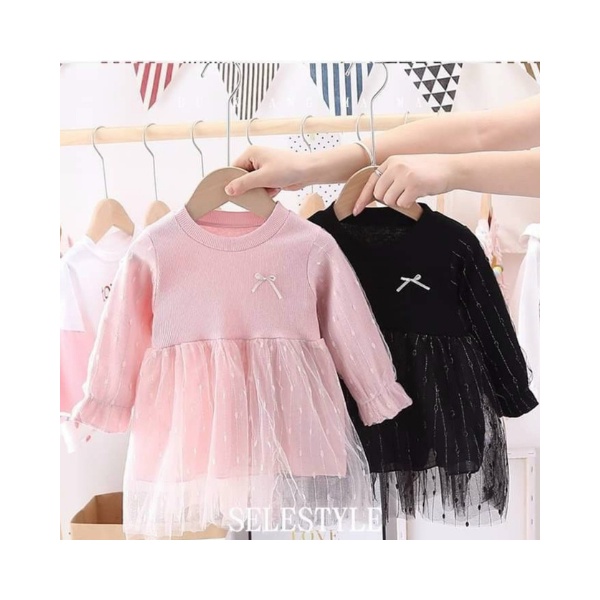 Váy đầm dài tay BABY SUP chất liệu cotton zip cho bé cân nặng 10-20kg