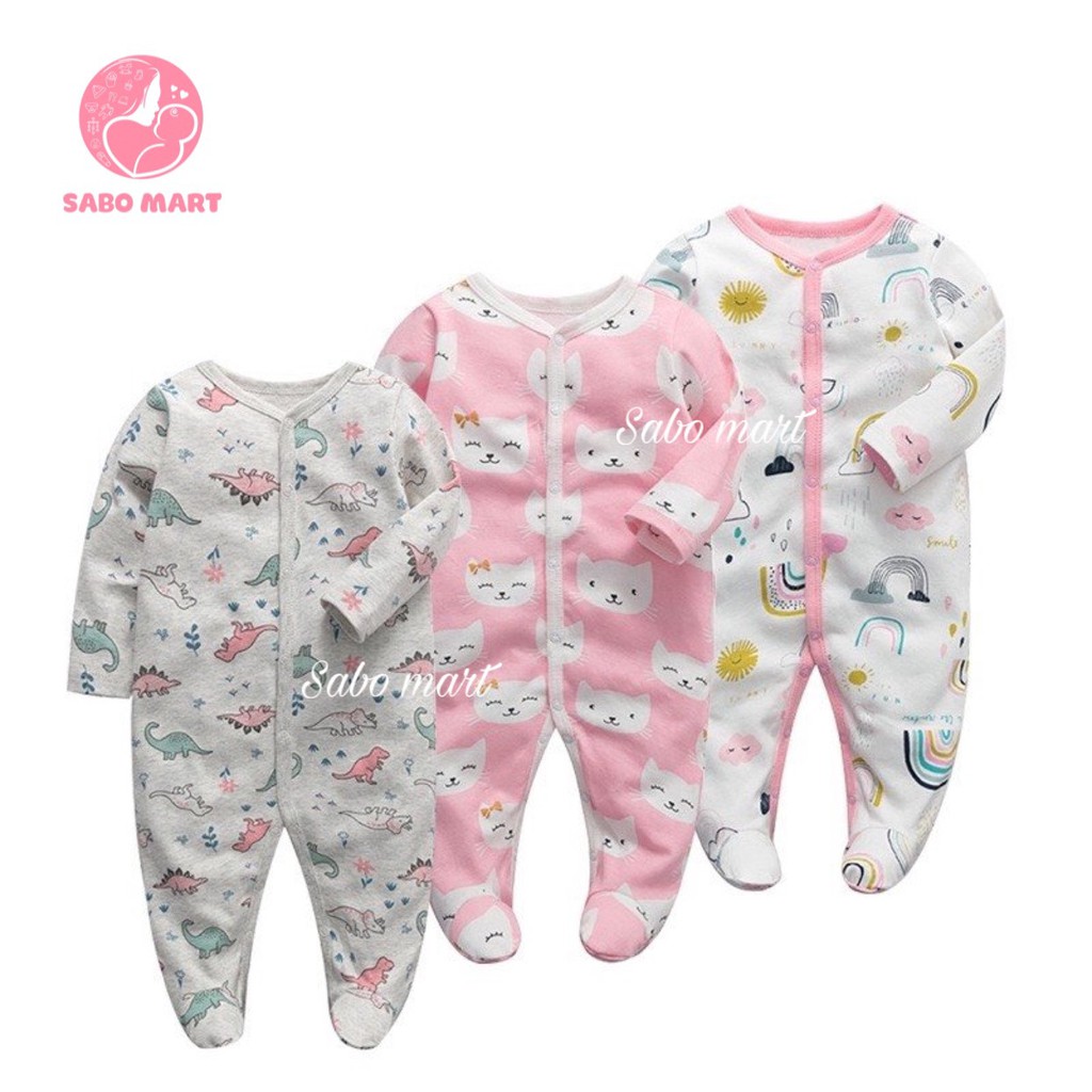 Sleepsuit Cotton, Body Sleep, Body Dài Tay Liền Thân Liền Tất Mix Hãng Cho Bé Hàng Xuất Dư Xịn Sò