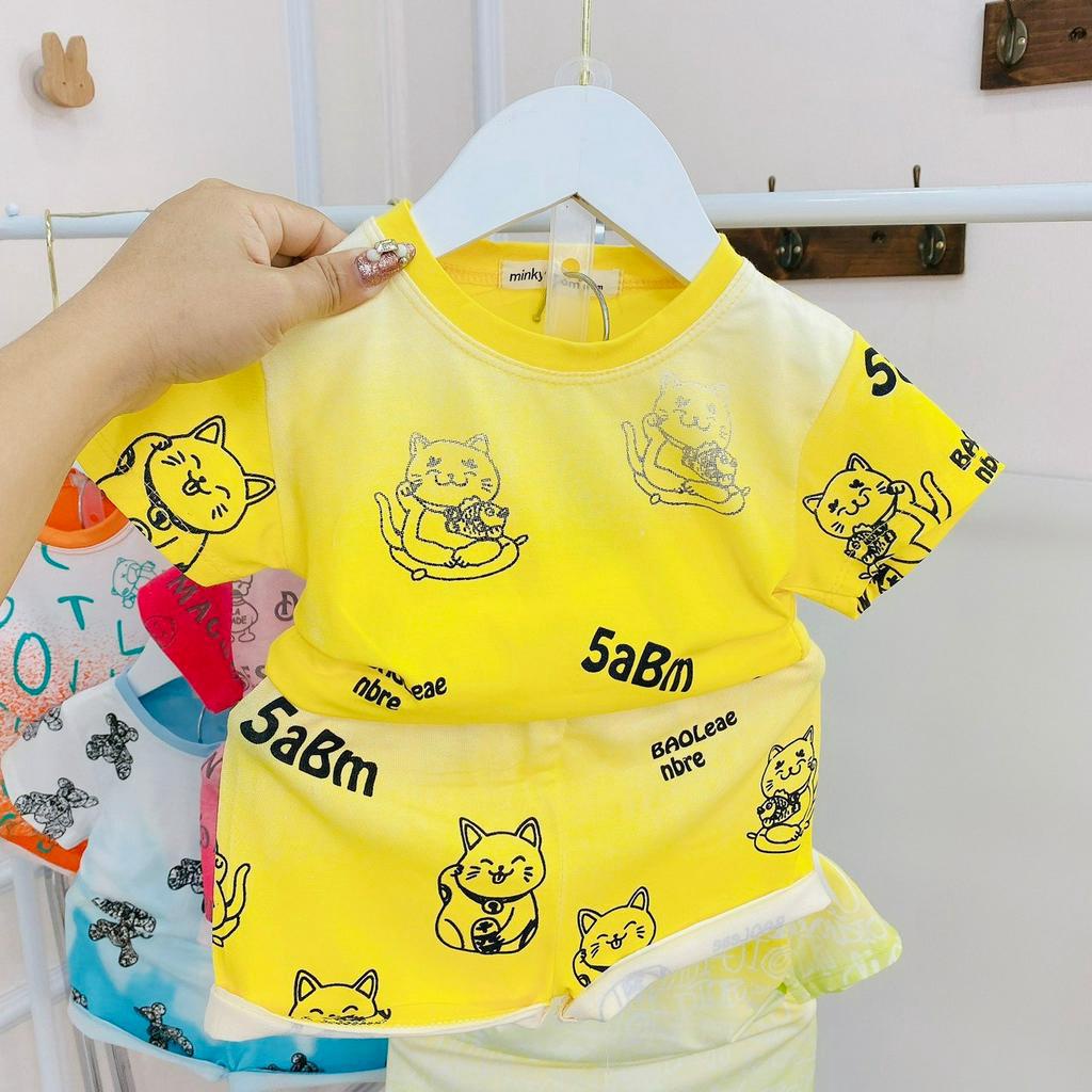 [Bé 7-19kg] Bộ ngắn tay thương hiệu thun lạnh mềm mịn mát cho bé trai bé gái từ 7-19kg