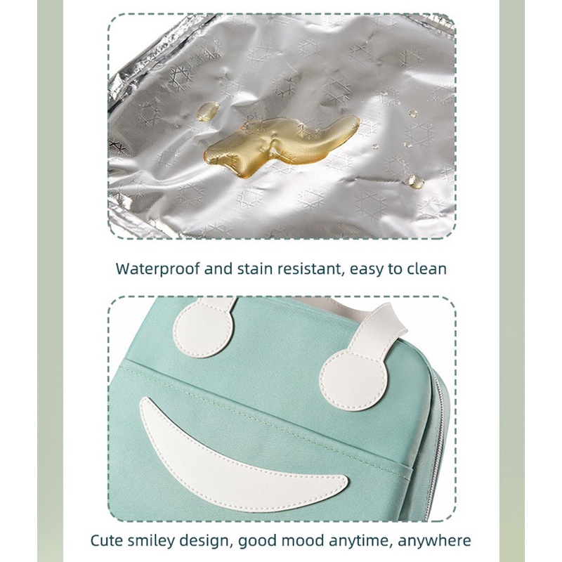 Túi giữ nhiệt đựng hộp cơm trưa họa tiết mặt cười dễ thương tùy chọn màu sắc