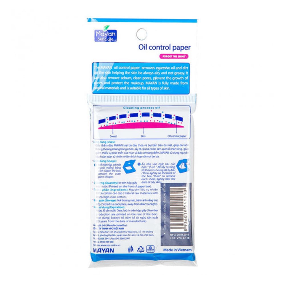 GIẤY THẤM DẦU MAYAN OIL CONTROL PAPER GÓI 100 MIẾNG