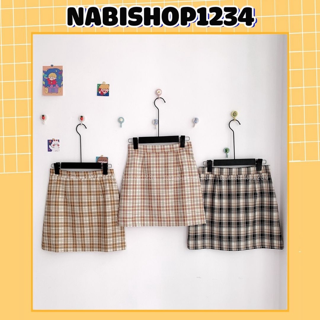 Chân Váy Chữ A Caro Ulzzang Mã CV7886 (ẢNH THẬT)