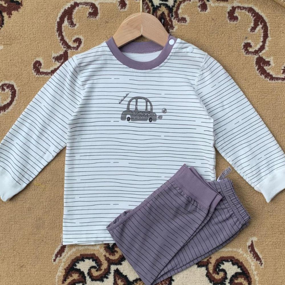 Bộ thu đông cotton dài tay cài vai, quần bo chun cho bé trai, bé gái size 80 - 100, 10 - 16Kg. .