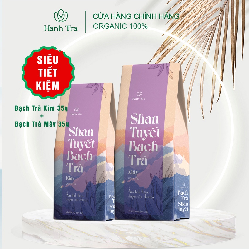 Chè Shan Tuyết Cổ Thụ Hà Giang Cao Cấp Combo 2 Hộp Bạch Trà Kim 35g + Bạch Trà Mây 35g Trà Shan Tuyết Chè San Tuyết Ngon