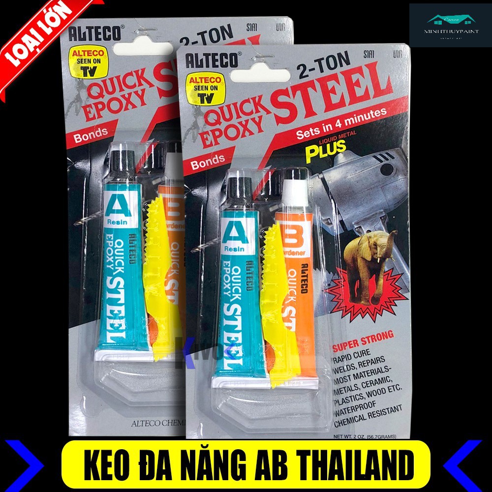 Keo AB Thái Lan LỚN Quick Epoxy Alteco 56.7gram Keo AB Siêu Cứng Chịu Nhiệt Chịu Nước Dán Sắt Dán Đá Dán Kính Kim Loại