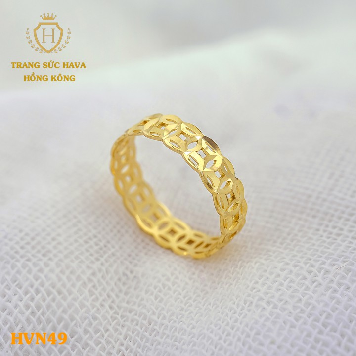 Nhẫn Kim Tiền Tài Lộc May Mắn (BẢN TO), Titan Xi Mạ Vàng Non 24k Cao Cấp - Trang Sức Hava Hong Kong - HVN49