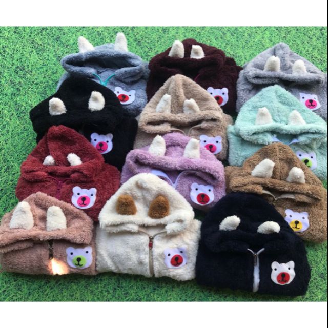 Áo khoác lông tai gấu cho bé