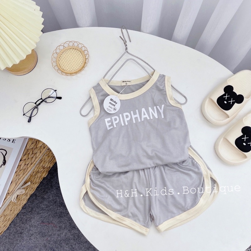 NT071 Bộ ba lỗ, bộ sát nách thun lạnh Minky Mom in chữ chạy viền khoẻ khoắn cho bé