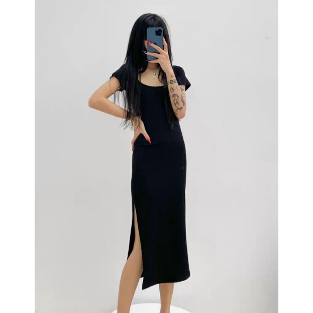 Đầm Body Dáng Dài Vải Thun Dày