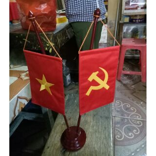 Cờ tổ quốc,  đảng để bàn (cờ thêu 2 mặt)