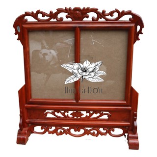 Khung ảnh thờ đôi gỗ Hương,Khung 2 hình thờ gia tiên