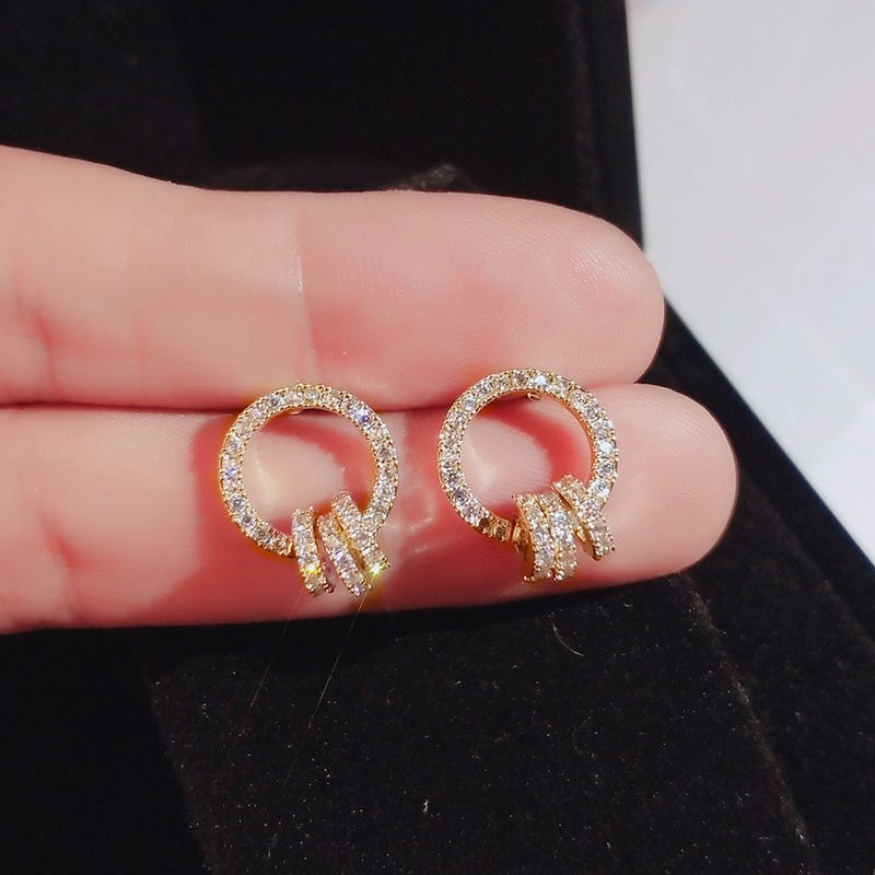 Khuyên tai JIUDUOLAN mạ vàng 18K đính đá nhân tạo thời trang tinh xảo dễ phối đồ
