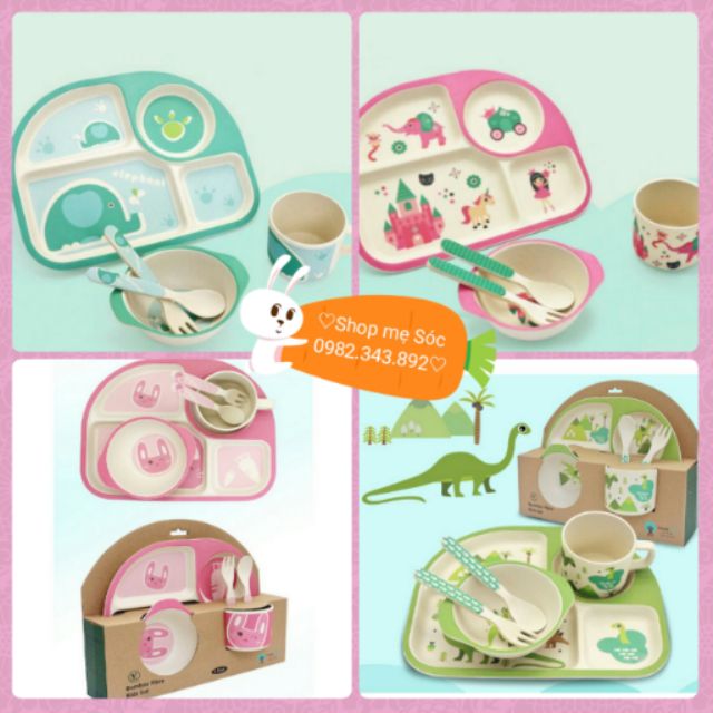 Combo 2 bộ bát ăn dặm sợi tre SKIDS Clever tree