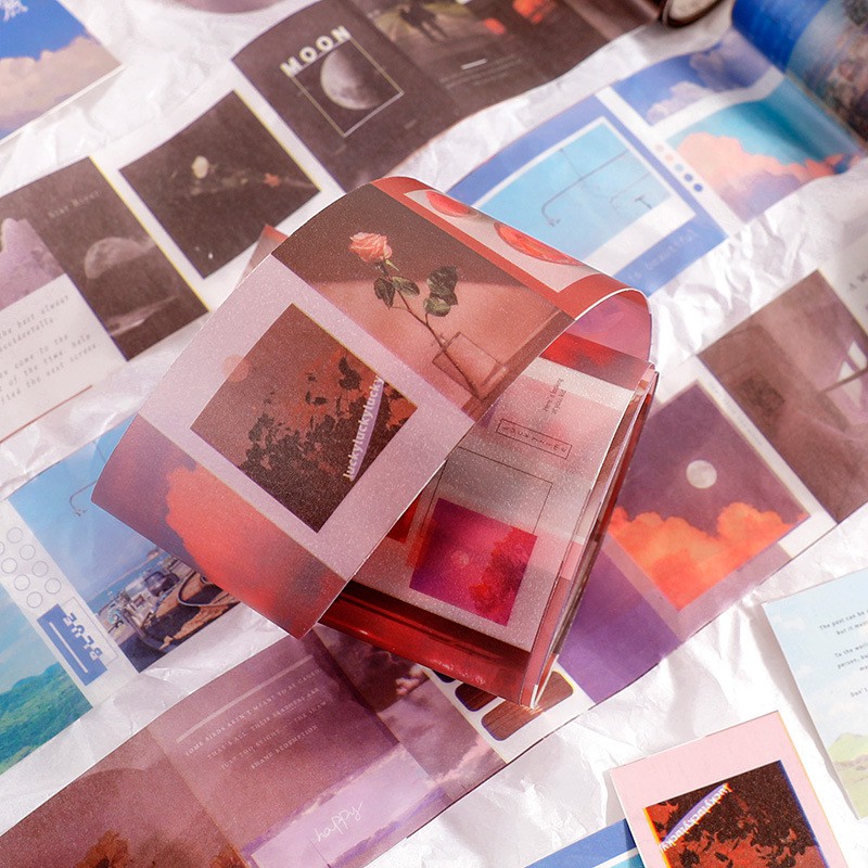 Washi tape hình ảnh vintage phong cảnh bầu trời và sunset băng keo giấy trang trí