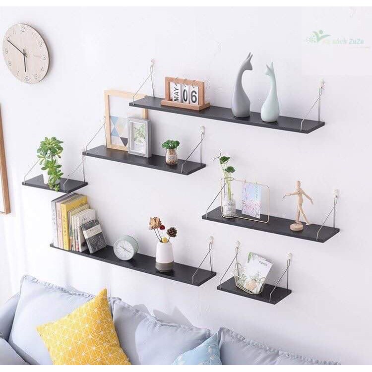 Kệ gỗ trang trí treo tường ZuZu Home không cần khoan tường, kích thước 60x15cm (kèm phụ kiện)