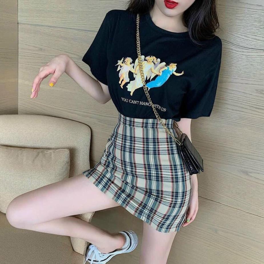 Sét Áo Thu Kèm Chân Váy Kẻ Chữ A siêu Xinh
