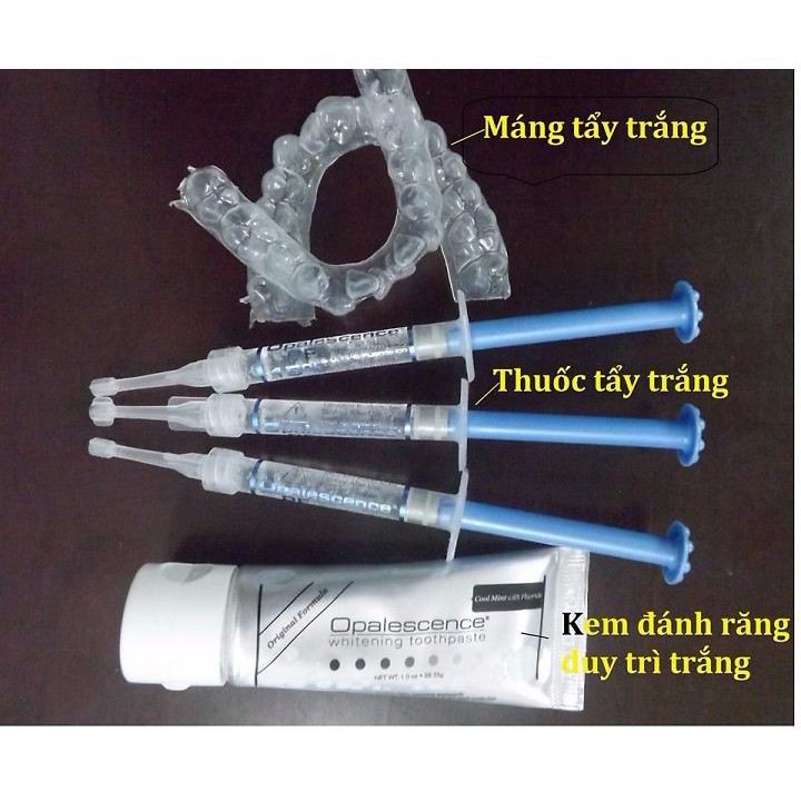 COMBO 02 tuýp Thuốc tẩy trắng răng Opalescence 15% mỹ + máng ngậm thuốc +