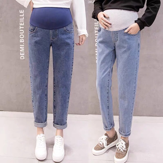 🤰quần denim dáng dài cho mẹ bầu-hàng quảng châu đẹp( sẵn hàng giao ngay )