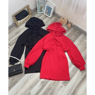 ĐẦM ĐỎ ĐEN XÁM GÂN HOODIE