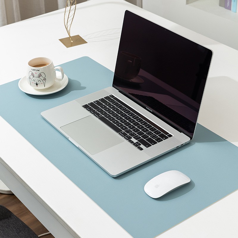 Thảm Da Trải Bàn Làm Việc Deskpad (size 40x80cm) màu Xanh Pastel - 2.0mm