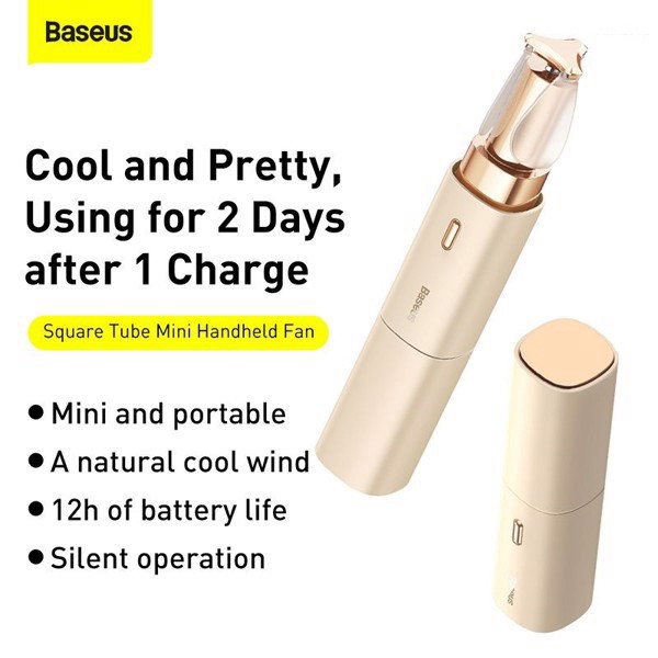 Quạt cầm tay mini Baseus Square Tube Mini Handheld Fan (8h sử dụng, 2000mAh)