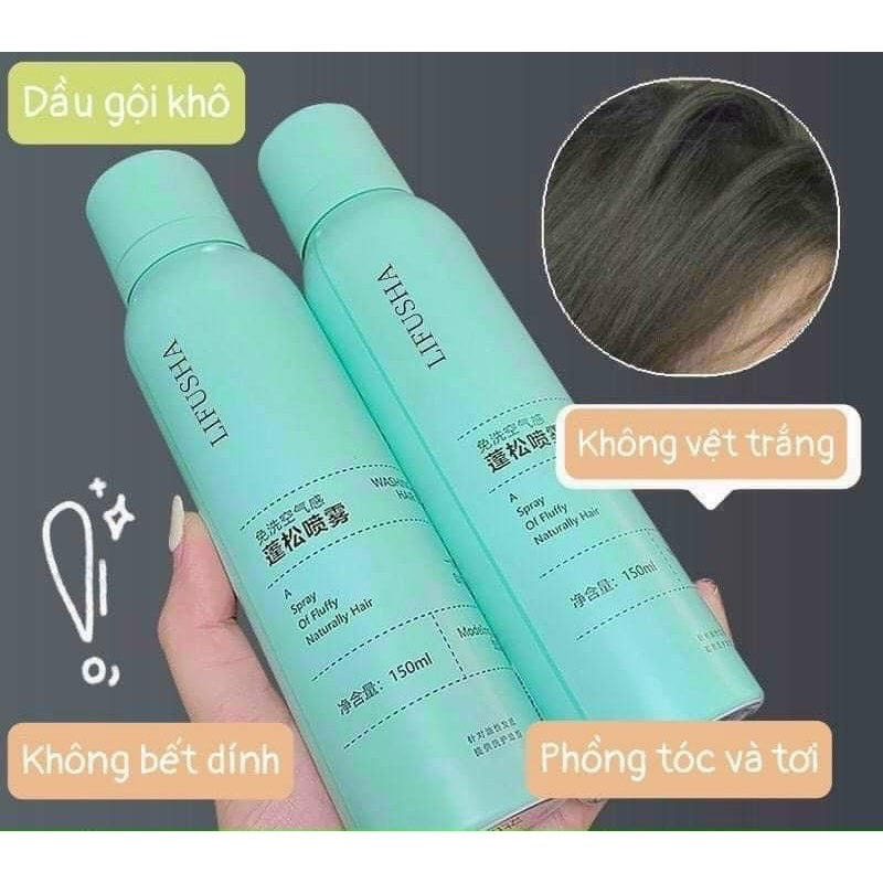 Dầu gội khô dạng xịt LIFUSHA,SPES dầu gội đầu khô cấp tốc không bết dính phồng tóc giúp tóc bồng bềnh suốt 8 tiếng