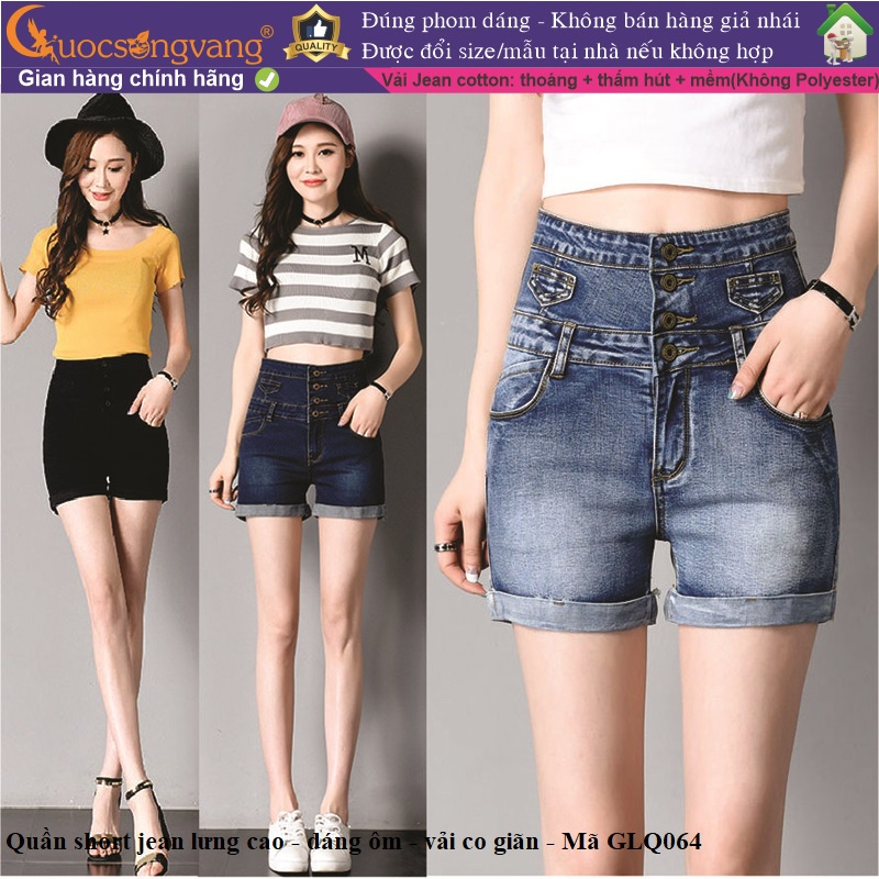 Quần short nữ lưng cao quần short jean cạp cao màu GLQ064 Cuocsongvang