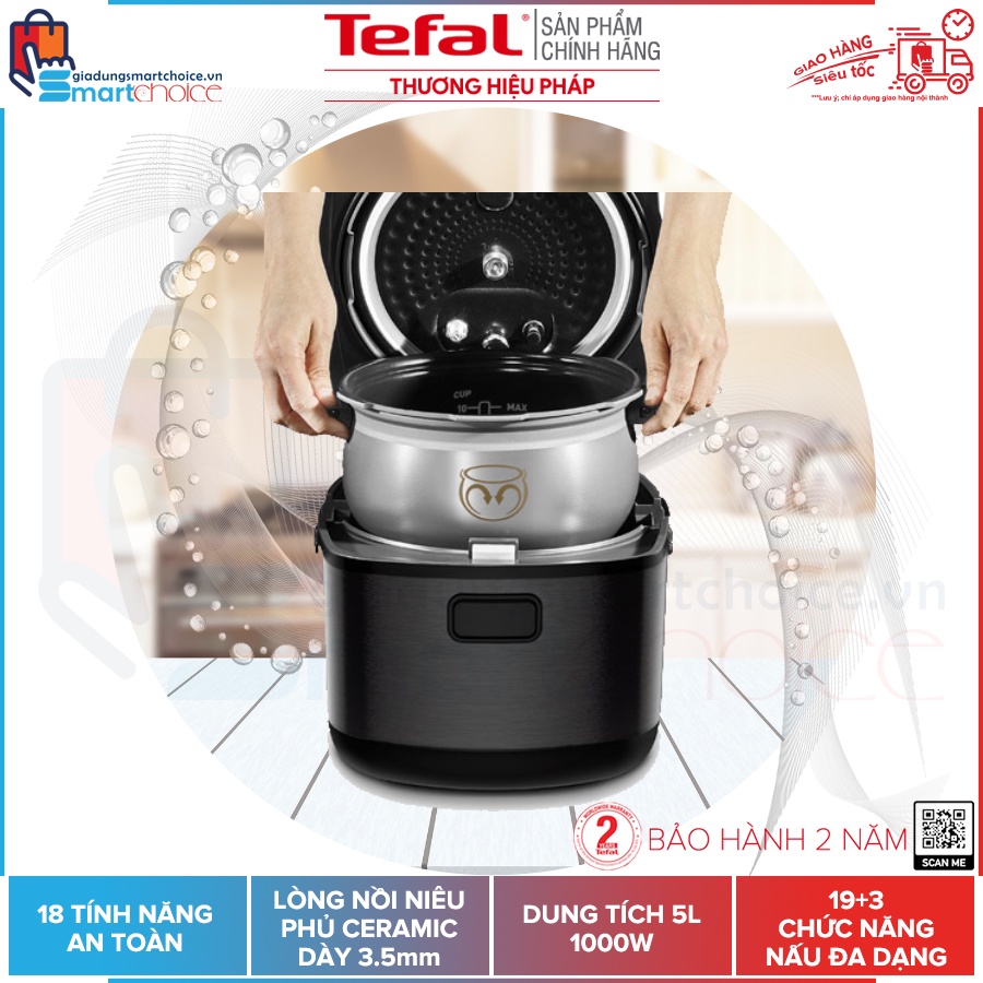 Nồi áp suất Tefal Smart Pro Multicooker CY625868 - Nồi nấu đa năng - Lòng nồi niêu tráng sứ dày 3.5mm - Nấu chân khô