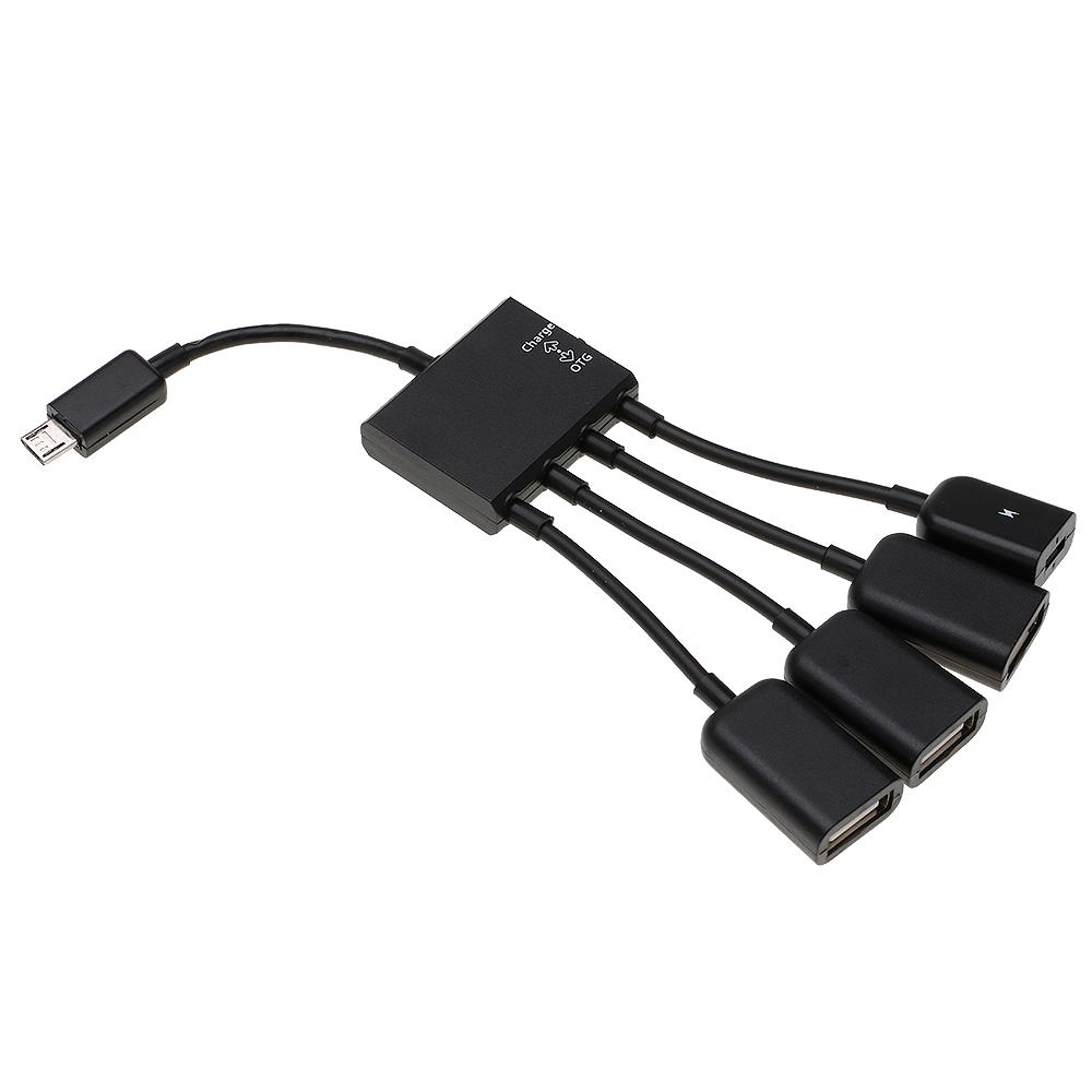 Adapter Micro USB sang 3 cổng USB 2.0 với 1 cổng sạc Micro USB OTG