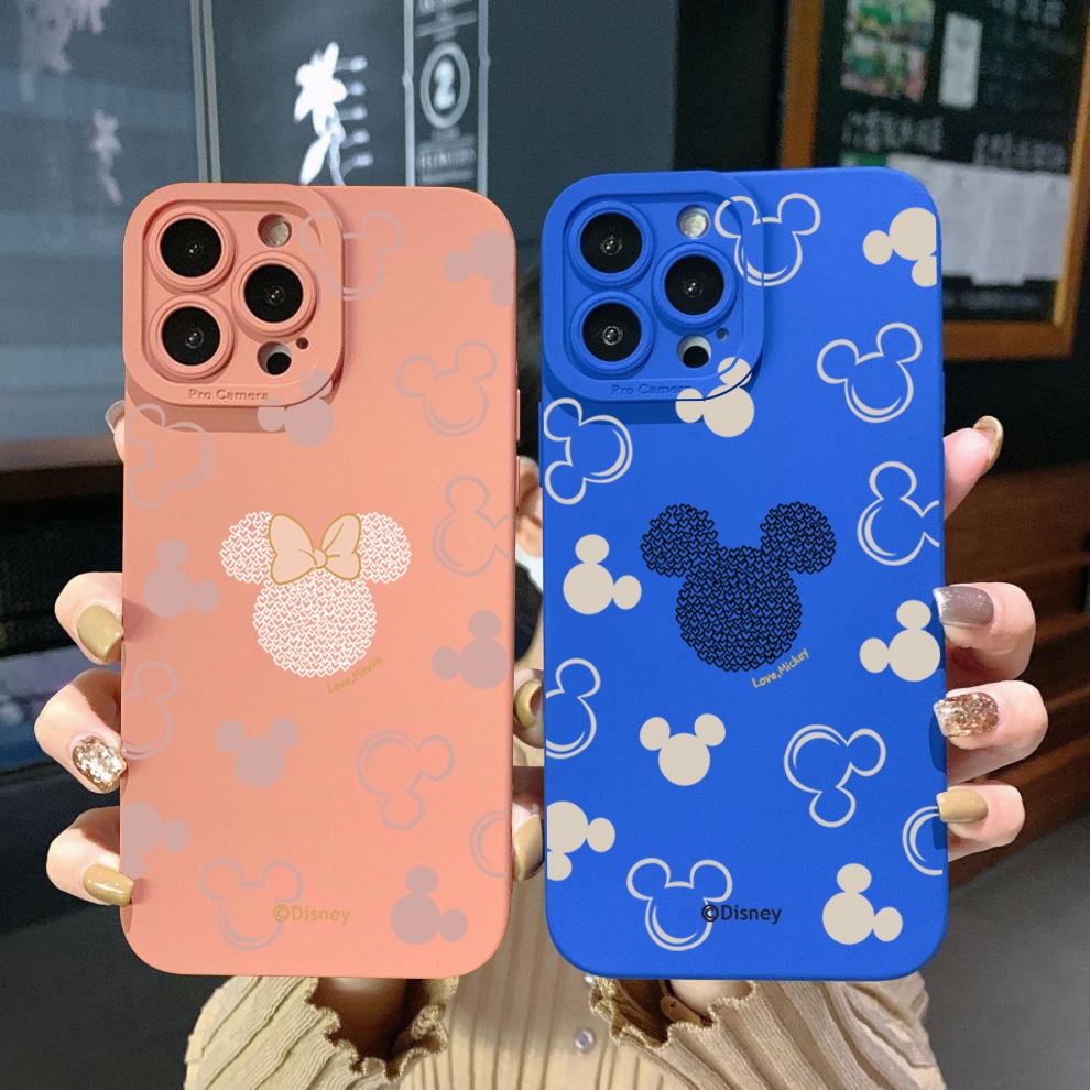 Ốp Điện Thoại Viền Vuông Hình Mickey Minne Dễ Thương Cho iPhone 14 Plus 13 Pro Max 12 iPhone 11 XR 8 7 SE 2022