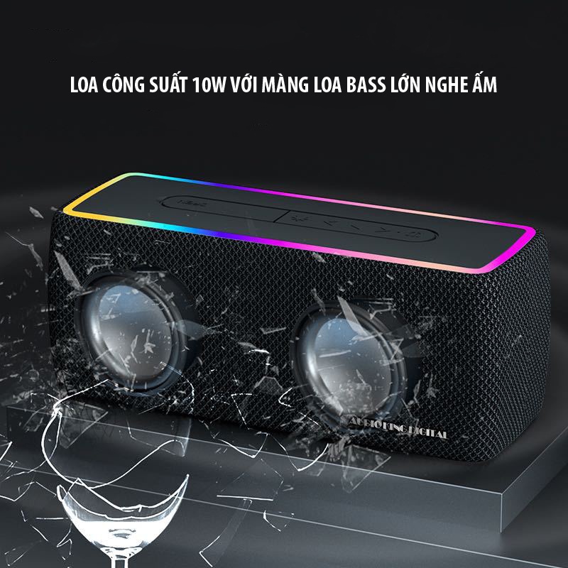 Loa bluetooth W3 siêu trầm có led tích hợp công suất 10W chống nước không dây - KONOHA