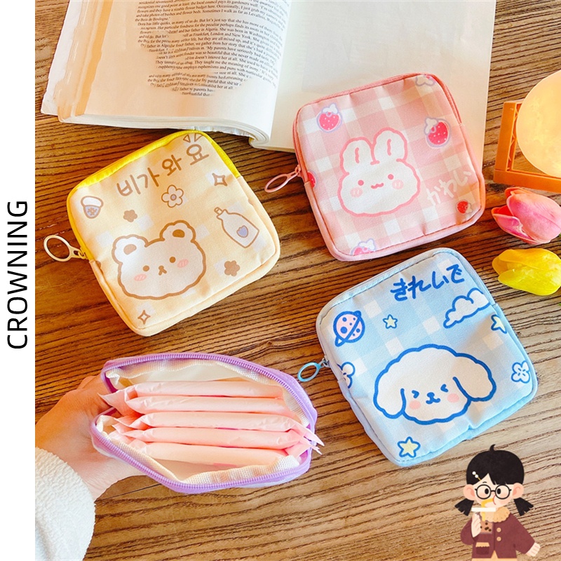 Túi Đựng Khăn Giấy Vệ Sinh Di Động Họa Tiết Hoạt Hình Dễ Thương Sức Chứa Lớn Cho Nữ F926