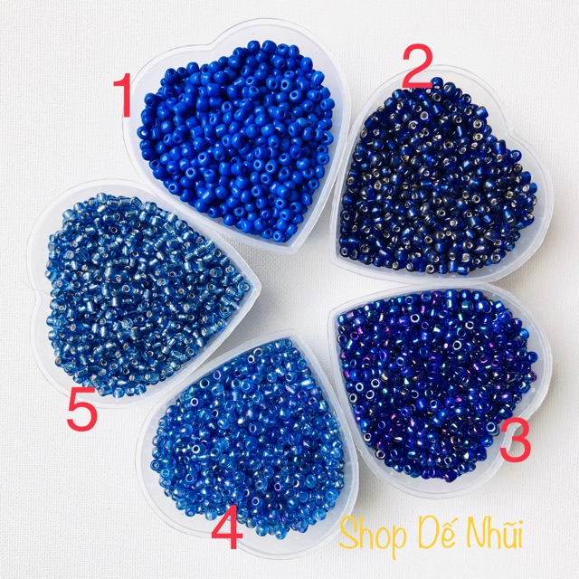 20gr Cườm Thuỷ Tinh 3~4mm (nhóm màu Xanh)