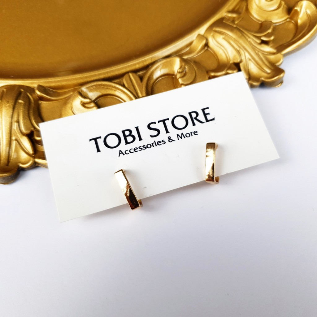 Khuyên tai nữ hình vuông nhỏ bông tai nữ mạ màu vàng cỡ nhỏ thanh lịch quý phái đơn giản TB226 TOBI STORE