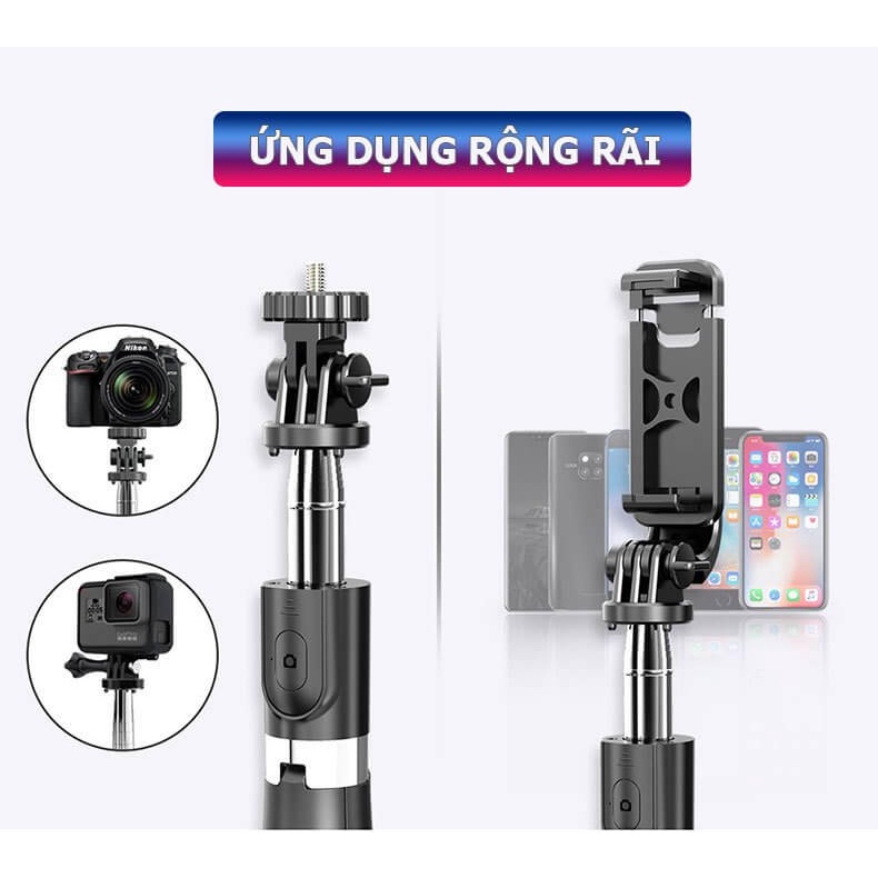 Gậy Chụp Hình Selfie L02 Chân Tripod Với Bluetooth, Kéo Dài 100Cm, Dành Cho Điện Thoại Và GoPro
