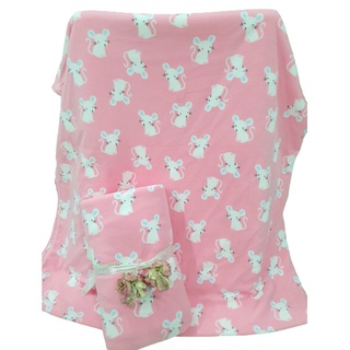 Xã 110k còn 99k.Mền nỉ cotton Thái CHUỘT HỒNG xinh xắn văn phòng, đi xe, đi học