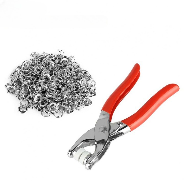 Kìm Bấm Cúc Áo Kim Loại Đa Năng, Bộ Kìm Bấm Khuy Kèm Cúc Bấm 9.5mm Thép Không Gỉ