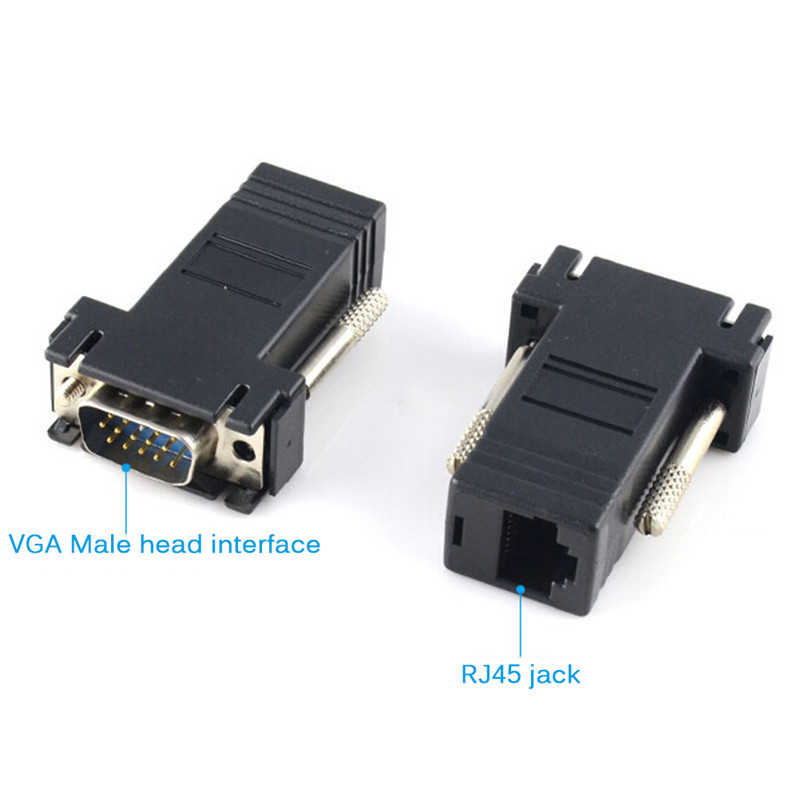 Dây Cáp Nối Dài VGA RGB HDB Male Sang LAN CAT5 CAT6 RJ45 Female