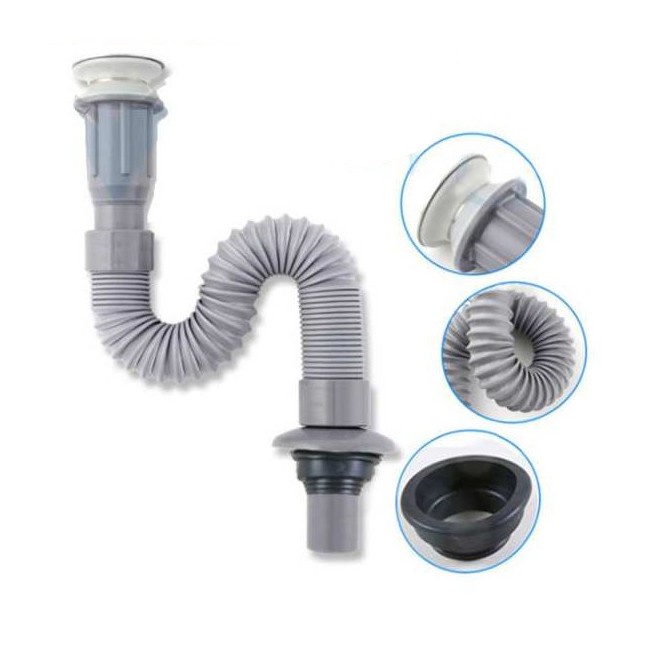 Bộ xả lavabo nhựa, xả ruột gà nhấn